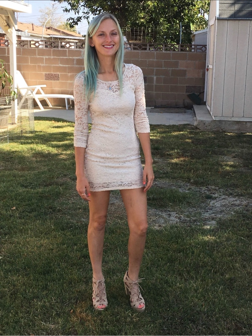 The Vintage Shop Cream Lace Mini Dress
